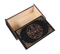 PHENOFICE Boîte De Rangement En Bois Noire Pour Cartes De Tarot Et Objets Précieux, Artisanale, Couvercle Coulissant, Format Compact, Pour Bureau Et Collection De Cartes - Coffret Multifonctionnel