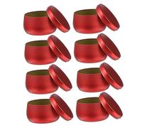 PHENOFICE Boîtes à Thé Et Bonbons En Fer Blanc 8oz Rondes Étanches Couleur Rouge, Lot De 8 Contenants Multifonctions Légers Pour Rangement La Cuisine, Artisanat Et Bougies