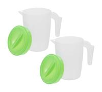 PHENOFICE Broc à Eau en Plastique 2pcs avec Couvercle, Capacité 1l, Poignée Confortable, pour Restaurants et Bars, Pichet à Boissons pour Réfrigérateur Réutilisable