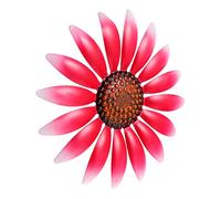 PHENOFICE Décoration Murale Fleur En Fer Suspendue Pour Maison Et Jardin, Tournesol Rouge, Art Mural Décoratif Métallique, Pièce Unique, Décoration Intérieure Extérieure