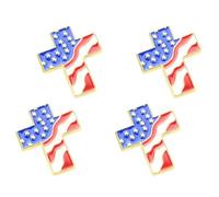 PHENOFICE Épinglette Drapeau Américain Robuste Croix en Alliage de Zinc Lot de 4 Pièces, Décoration Créative pour Événements Décontractés et Anniversaires