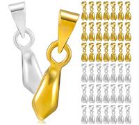 PHENOFICE Fermoirs à Pince Pour Pendentifs 100 Pcs Métalliques Doré Et Argenté 5x15mm Accessoires Fabrication Bijoux Pack Mixte Pour Collier Et Bracelet Création Artisanale