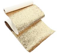 PHENOFICE Feuille de Simili Cuir Pailletée Pu Dorée Matériau Brillant et Découpable 20x120cm pour Accessoires Artisanat pour Fabrication de Paquet et Présents