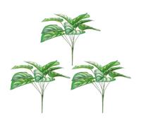 PHENOFICE Feuilles Artificielles la Déformation de Monstera Verte 3pcs en Plastique Résistantes pour Décoration Murale et Décor Tropical Maison