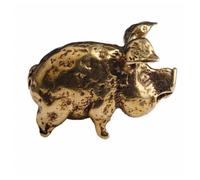 PHENOFICE Figurine et Accessoire Porte-clés Élégant Cochon en Laiton Doré Vintage, Décoration Intérieure Créative Lisse, Miniature pour