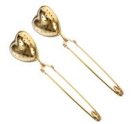 PHENOFICE Filtre à Thé en Acier Inoxydable Doré Forme Cœur avec Poignée, Lot de 2 Infuseurs Faciles à Nettoyer pour Différents Types de Feuilles de Thé, pour Maison et Tea Party