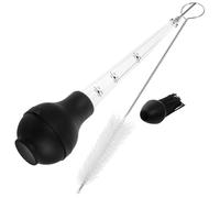PHENOFICE Injecteur de Marinade pour Viande et Dinde 30 Cm Acier Inoxydable et Silicone Outil D'injection Alimentaire Pratique la Cuisine Barbecue Kit Complet Aiguille et Pompe Noire