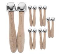 PHENOFICE Lot de 10 Cloches à Main avec Manche en Bois pour la Classe - Instrument de Percussion - Hochet pour Enfants - Cloche de Table pour Mariages et activités religieuses