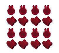 PHENOFICE Lot de 16 Pinces à Cheveux Rouges en Tissu Forme Cœur et Tête de Lapin, Design Compact Griffes Solides, Accessoires Mode pour Routine Beauté du Matin