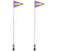 PHENOFICE Lot de 2 Drapeaux de vélo avec mât - Drapeaux Haute visibilité avec mât en Fibre de Verre Robuste et Bande réfléchissante pour Enfants (garçons et Filles), vélos, fauteuils roulants,