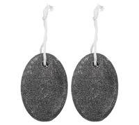 PHENOFICE Lot de 2 pierres ponces pour le soin des pieds en cas de peau sèche - Petite pierre pour talons fendillés - Exfoliant naturel pour callosités et pieds - Gris foncé
