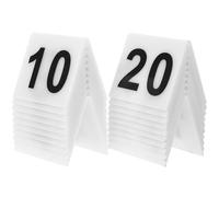PHENOFICE Lot de 20 Panneaux de Numéro de Table en Acrylique Blanc, Design en V Double Face Réutilisable, Marqueurs Polyvalents pour Restaurant et Fêtes