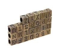 PHENOFICE Lot De 26 Perles Carrées En Forme De Lettres Pour La Fabrication De Bijoux, Breloques Alphabet En Alliage Avec Grand Trou, Pour La Fabrication De Bracelets, Colliers Et
