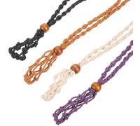 PHENOFICE Lot de 4 Cordons de Collier Porte-pierre Vide en Bois et Corde Cirée, Réglables et Respectueux Peau, Style Rétro pour Fabrication de Bijoux Artisanaux
