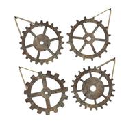 PHENOFICE Lot De 4 Pendentifs Muraux Industriels Forme D'engrenages Bois Décoration Murale Art Mural