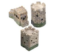 PHENOFICE Modèle de Micro-Paysage en Résine 3 Pièces Figurines de Château Européen Carré et Rond, Décor Détaillé pour Table à Sable et Collectionneurs de Paysages