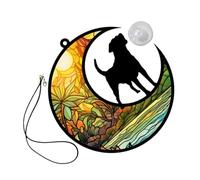 PHENOFICE Plaque Commémorative Pour Animaux De Compagnie, Décoration Murale Suspendue, Décoration De La Maison, Chien Sur La Lune, Art Suspendu, Pendentif Suspendu En Forme De Lune,