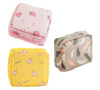 PHENOFICE Pochette Petite pour Serviettes Hygiéniques Menstruelles, 3 Pièces, Tissu Oxford Étanche, Portable et Pratique pour Paquet à Main Féminin Style Aléatoire