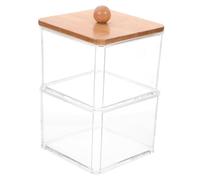 PHENOFICE Porte Coton Tige Transparent Empilable Boîte De Rangement pour Cotons-tiges Et Cure-Dents Petit Organiseur Portable