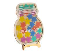 PHENOFICE Pot de Récompense Bois avec Tableau Étoile pour Garçon Fille Outil de Gestion Comportementale et DIY Bocal pour Récompenses et Jouets Classe