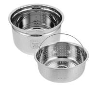 PHENOFICE Pot Intérieur de Remplacement avec Panier Vapeur Antiadhésif 4l en Acier Inoxydable Contrôle Pratique de L'absorption Sucre pour Cuiseur à Riz Électrique