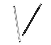 PHENOFICE Stylet Capacitif Double Pointe pour Tablette Et Smartphone 2 Pièces Compatible Et Téléphone Aluminium Noir Et Argenté pour Dessin Et Écriture Précise