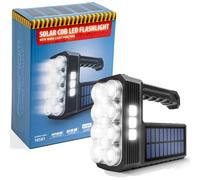 PHENOM - Lampe de poche Highlight - Lampe de poche solaire à LED COB - avec fonction lumière de travail - 1200 mAh - Micro-USB - 1000 lumens - IP55 - grande lampe de poche - extra claire - lampe de po
