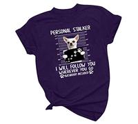 Phénoménale manches courtes animal à manches courtes pour femmes imprimé haut de mode t-shirt pour femmes 80 ans tenue, lilas, 3XL