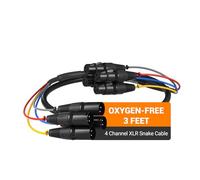 Phenyx Pro Câble de microphone XLR à 4 canaux PCBL-4IN1-3-V2 91 cm | Design 4 en 1 à code couleur, XLR mâle vers femelle à 3 broches, cuivre OFC 24 AWG, mixeurs, IEM, systèmes de microphone