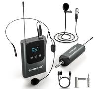 Phenyx Pro Système de micro cravate numérique unique PDP-1-1B | Bodypack Émetteur mini récepteur 15 canaux mains libres pour karaoké, services d'église, mariages, 900 MHz