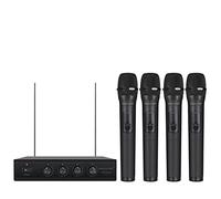 Phenyx Pro Système de Micro sans Fil, micros sans Fil VHF 4 canaux, avec 4 Microphones dynamiques Portables, récepteur en métal, Longue portée, Microphone pour Chanter, karaoké (PTV-2000A)