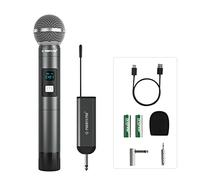 Phenyx Pro Système de Micro sans Fil numérique Simple,avec 1 Microphone Dynamique à Main,Mini récepteur,5 fréquences UHF,Microphone sans Fil en métal pour Chanteur,karaoké, Mariage(PDP-1)