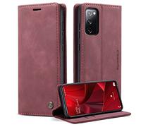 Phernykas Coque pour Samsung Galaxy S20 FE 4G/5G Étui Wallet Cover, Housse Flip en Cuir Premium PU Portefeuille Case, [Fentes pour Cartes] [Magnétique] [Antichoc] [Kickstand] Housse S20 FE Case, Rouge