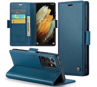 Phernykas Coque pour Samsung Galaxy S21 Ultra Étui Portefeuille Wallet Cover en Cuir PU avec Cartes Magnétique et RFID Protection Antivol Folio Housse Samsung S21 Ultra Case, Bleu