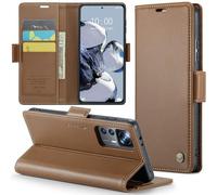 Phernykas Coque pour Xiaomi 12T Pro Étui Portefeuille Wallet Cover en Cuir PU avec Cartes Magnétique et RFID Protection Antivol Folio Housse Xiaomi 12T Case, Brun