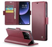 Phernykas Coque pour Xiaomi 13T/13T Pro Étui Portefeuille Cover en Cuir PU Wallet avec Cartes Magnétique et RFID Protection Antivol Folio Housse Xiaomi 13T/13T Pro Case, Vin Rouge