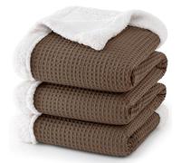 PHF Couverture sherpa gaufrée pour grand lit, 228,6 x 228,6 cm, couverture polaire en flanelle pelucheuse pour l'hiver, ne perd pas ses poils, literie à tissage gaufré confortable, douce et réversible