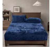 PHF Drap-Housse en Velours Uniquement pour très Grand lit, avec Fond en Polaire Super Doux et Confortable avec Poche Profonde de 38,1 cm, Convient pour l'automne, l'hiver et Le Printemps, sans taies