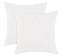 PHF Lot de 2 Housses de Coussin à Tissage gaufré 100% Coton - 66 cm - sans Rembourrage - Blanc