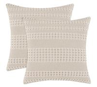 PHF Lot de 2 Housses de Coussin à Tissage gaufré 100% Coton européen - 66 x 66 cm - Housses de Coussin élégantes pour décoration d'intérieur - sans Coussin - Housses de Coussin décoratives pour lit,