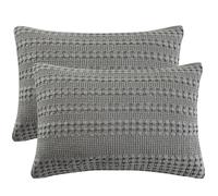 PHF Lot de 2 taies d'oreiller gaufrées 100% Coton de Taille Standard, Douces, Respirantes et Douces pour la Peau, Housses de Coussin décoratives à Tissage gaufré, 50,8 x 66 cm, sans Rembourrage, Gris