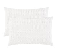 PHF Lot de 2 taies d'oreiller gaufrées 100% Coton de Taille Standard, Douces, Respirantes et Douces pour la Peau, Housses de Coussin décoratives à Tissage gaufré, 50,8 x 66 cm, sans Rembourrage,