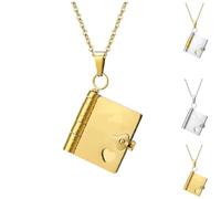 PHFDQKG Collier livre pour femme, collier livre d'amour, cadeau de remise de diplôme pour couple, réglable, peut être ouvert en plusieurs couches
