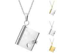 PHFDQKG Collier livre pour femme, collier livre d'amour, cadeau de remise de diplôme pour couple, réglable, peut être ouvert en plusieurs couches