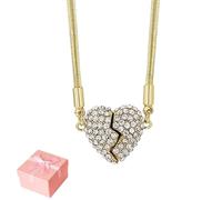 PHFDQKG Collier magnétique en forme de cœur avec pendentif cœur double face serti de diamants. Un design classique et élégant, idéal pour les fêtes ou à porter au quotidien.