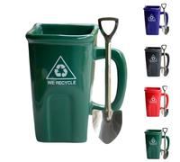 PHFDQKG Mug fantaisie en forme de poubelle, mug à café en céramique 3D, anse résistante à la chaleur, cuillère incluse, idéal pour décorer le bureau, la maison et la cuisine.