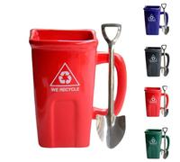 PHFDQKG Mug fantaisie en forme de poubelle, mug à café en céramique 3D, anse résistante à la chaleur, cuillère incluse, idéal pour décorer le bureau, la maison et la cuisine.