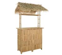 PHGTYUK Table de bar d'extérieur en bambou naturel 115 x 95 x 215 cm | Construction en bambou, étagères, résistantes aux intempéries, terrasses, fêtes de jardin, nettoyage avec un chiffon humide