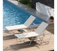 PHI VILLA Lot de 2 chaises longues - 198,5 x 69 x 45 cm - Résistantes aux intempéries - Avec dossier réglable en 5 positions - Pour jardin, balcon, terrasse