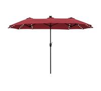 PHI VILLA Parasol de Jardin Extérieur,2x3,8m Parasol Double Face Rectangulaire avec LED Lampe et Manivelle,Protection Solaire pour Terrasse, Résistant à l'Eau,Anti au vent,Orange Rouge